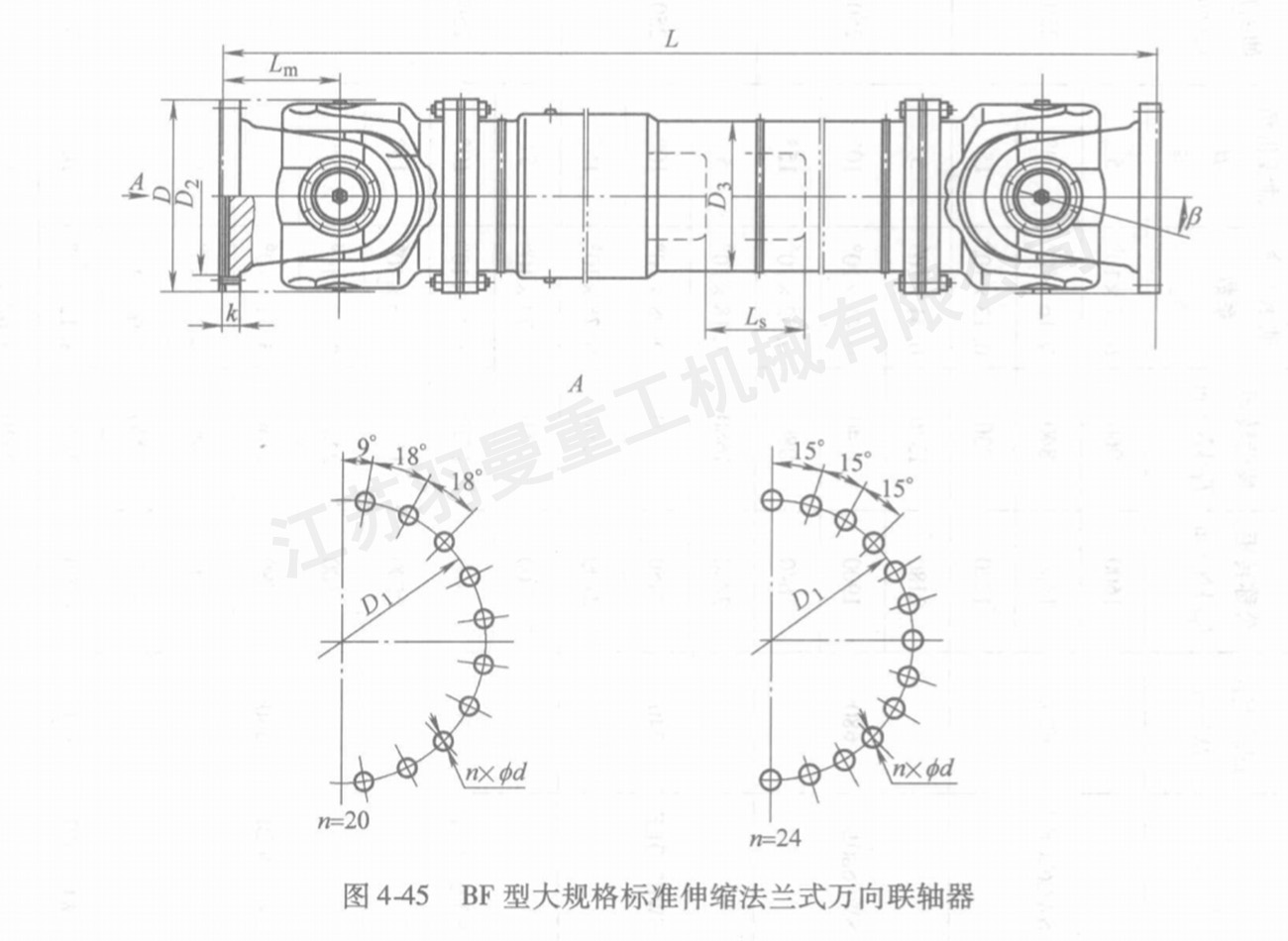 BF型大規格標準伸縮法蘭式萬向聯軸器