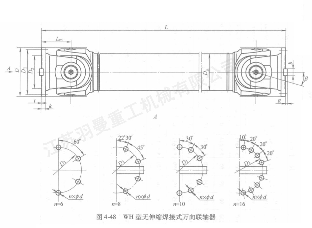 WH型無伸縮焊接式萬向聯軸器