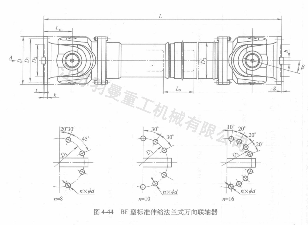 BF型標準伸縮法蘭式萬向聯軸器