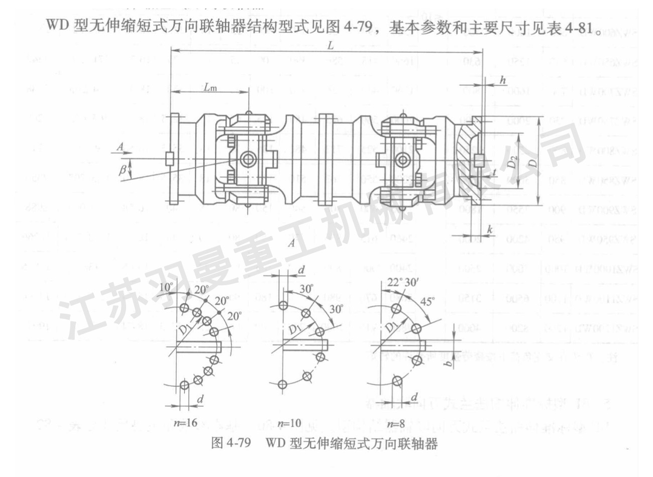 WD型無伸縮短式萬向聯(lián)軸器