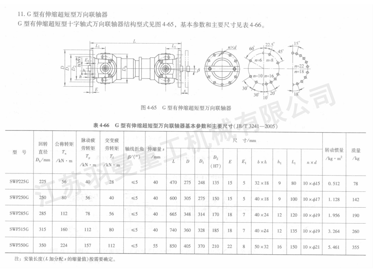 G型有伸縮超短型萬向聯(lián)軸器